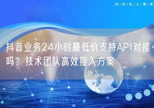 抖音业务24小时最低价支持API对接吗？技术团队高效接入方案